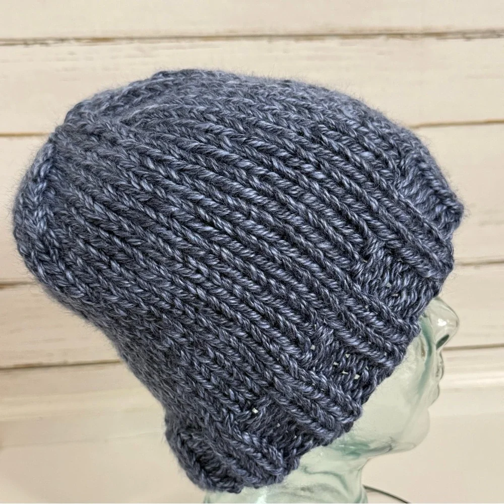 Hand-Knit Blue Beanie